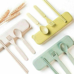 Wheat straw plastic portable cutlery assorted colours