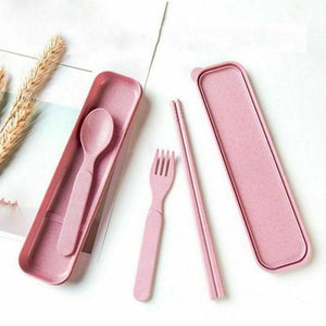 Wheat straw plastic cutlery pink