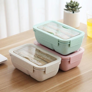 Wheat straw plastic bento boxes assorted colours