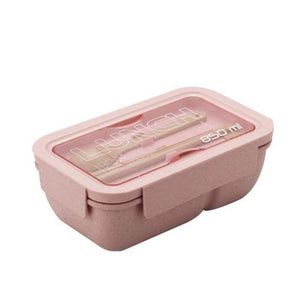 Wheat straw plastic bento box pink