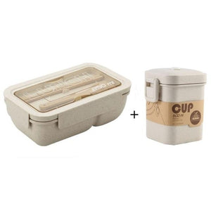Wheat straw plastic bento box and soup cup beige