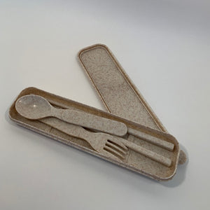 Wheat straw plastic cutlery set beige